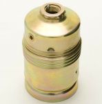 ES E27 Light Bulb Lamp holder Plain Liner 10mm, in Brass, Unswitched (A41B)